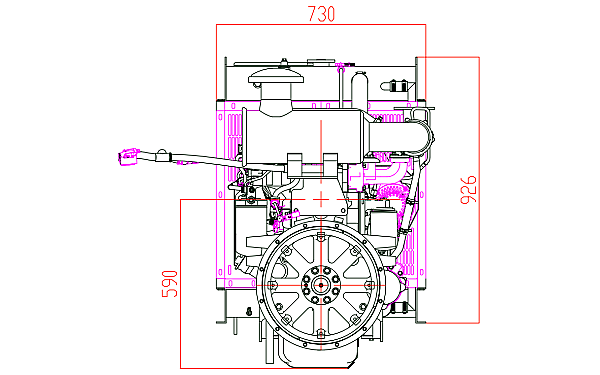 QSB3.9-G31東風康明斯發動機外形尺寸后視圖.png