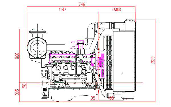 QSB6.7-G31東風康明斯發(fā)動機外形尺寸側(cè)視圖.png