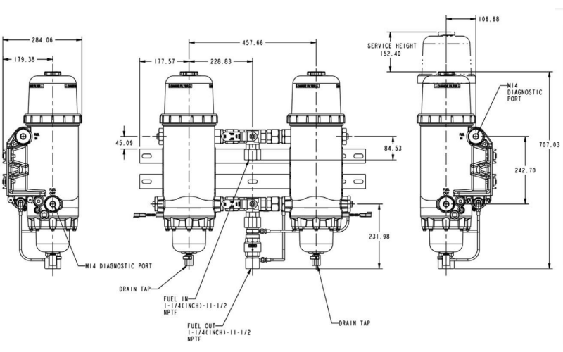 燃油濾清器安裝間隙示意圖-柴油發(fā)電機組.png