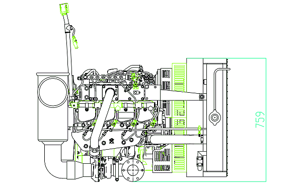 QSB3.9-G31東風(fēng)康明斯發(fā)動機外形尺寸俯視圖.png