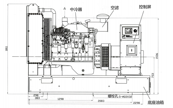 C200D5康明斯發電機組外形側視圖.png