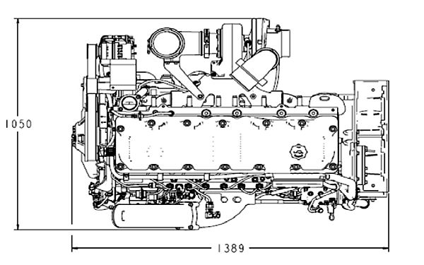 6ZTAA13-G2東風(fēng)康明斯發(fā)動機外形尺寸平面圖.png