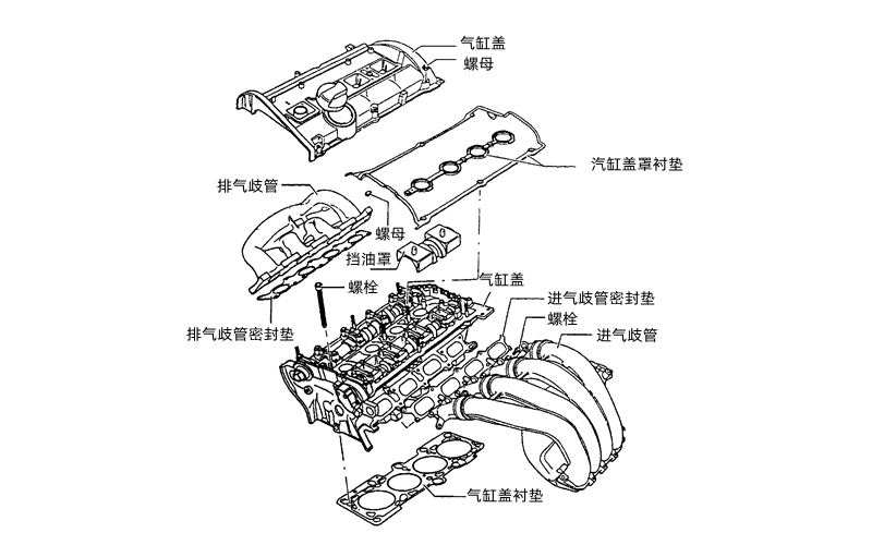 氣缸蓋零件分解圖-康明斯柴油發動機.png